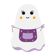 Cartoon ghost girl in an apron