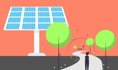 SMART GREEN SOLAR CONCEPT with microgrid and minigrid - obrazy, fototapety, plakaty