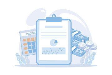 Registration of claim form document, providing personal information, income information vector set. Tax filing, credits and expenses, financial report.