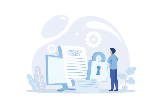 Privacy policy. Protecting your privacy. protecting computer data for a web page concept