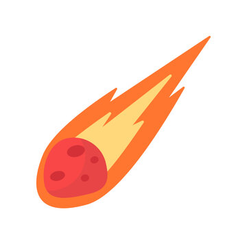 Comet cartoon. The meteorite fell to the earth and sparked.
