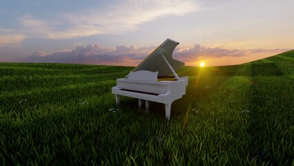 piano, grand piano with nature background © Hirzan