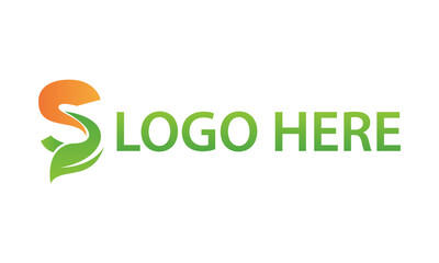 Green and Orange Color Initial Letter S Leaf Nature Eco Logo Design