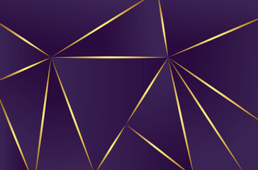 Abstract luxury polygonal pattern, dark purple with gold. Vector illustration