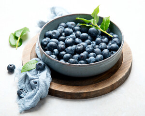Fresh blueberry on neutral background.