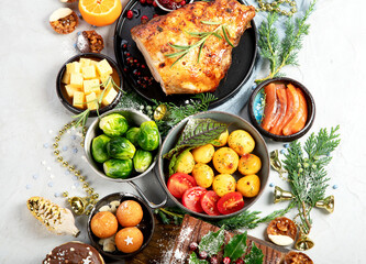 Traditional Christmas dinner.