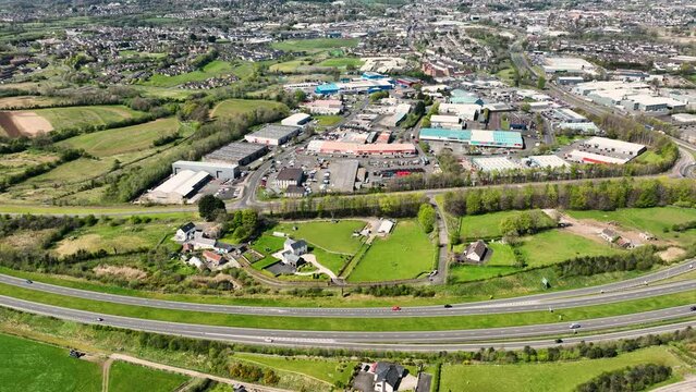 Aerial Video of Pennybridge Industrial Estate Ballymena Co Antrim Northern Ireland 