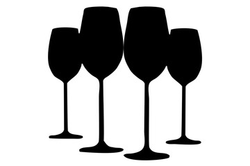 a set of glasses with alcohol black icon on a white background