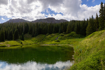 Wilderness lakes under steep mountain cliffs