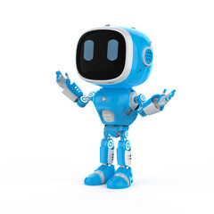 cute and small artificial intelligence assistant robot open hand