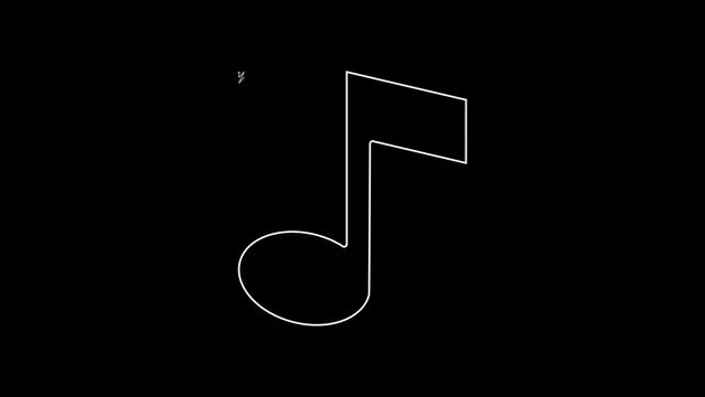 White line Music note, tone icon isolated on black background. 4K Video motion graphic animation