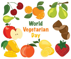 set world vegetarian day fruit healthy food