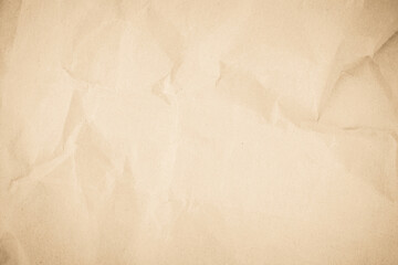 Brown recycled kraft paper crumpled vintage texture background for letter. Abstract parchment old retro page grunge blank.	