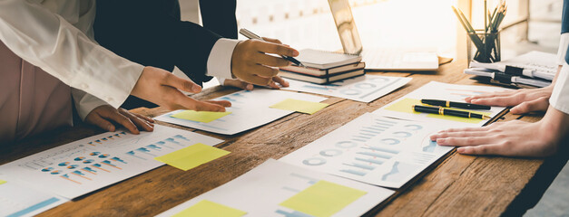 Business team discussing meetings and briefing strategies. business strategies for profitable...