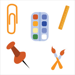 School supplies.Vector illustration isolated on white background.