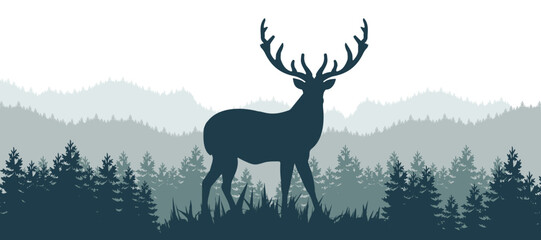 The Best Reindeer In Forest Vector Illustration On Focus