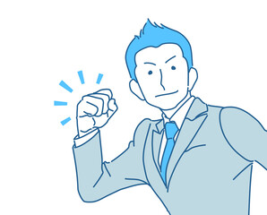 カメラ目線でガッツポーズするビジネスパーソン