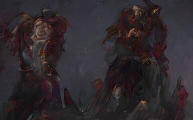 Conceptual abstract painting. Abstract colorful oil painting on canvas texture. Hand drawn brush stroke, oil color paintings background. Modern art oil paintings with multi color Abstract contemporary