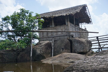 Famous hut in the center of Athirappilli river near Athirappilli waterfall
