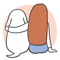 Cartoon cute woman love and hug dog vector.