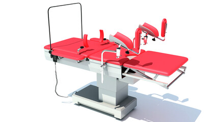 Gynecological Operating Table 3D rendering on white background