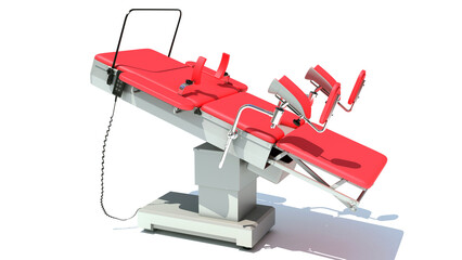 Naklejka premium Gynecological Operating Table 3D rendering on white background