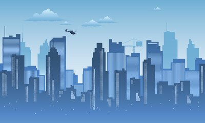Fototapeta premium cool city Background silhouette in the afternoon with blue theme