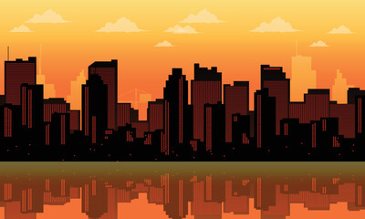 Obraz na płótnie Canvas cool city Background silhouette in the evening