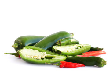 Chillies on a white background