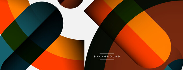 Geometric abstract background. Round shapes, circles, lines composition for wallpaper banner background or landing page