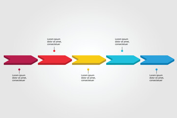 line arrow template for infographic for presentation for 5 element