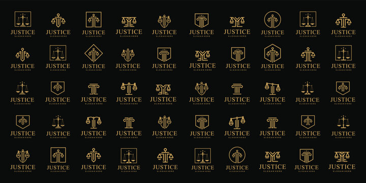 Set of Law firm abstract with pillar logo luxury design vector