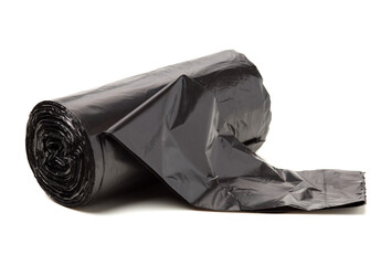 garbage bag close up in studio on white background