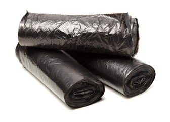 garbage bag close up in studio on white background