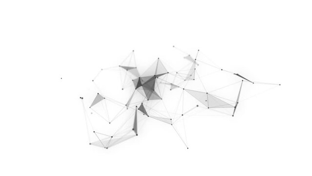 Futuristic network connection structure on white background. Concept of hi tech and future. Communication and web concept. Big data visualization. 3D rendering.