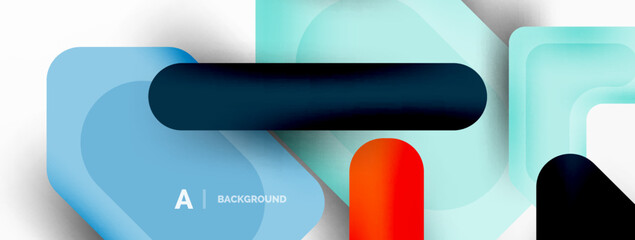 Minimal geometric abstract background. Colorful geometric blocks. Lines, squares and triangles composition wallpaper