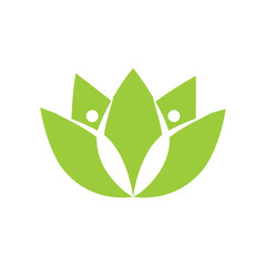 people leaf logo. eco lifestyle sign and symbol. nature business identity.