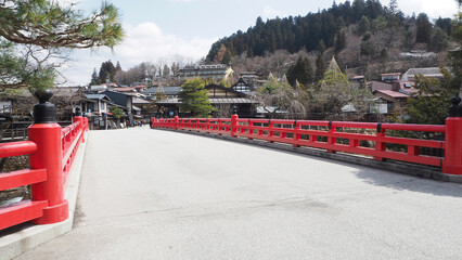 Takayama's red bridge,Nakabashi in gifu prefecture