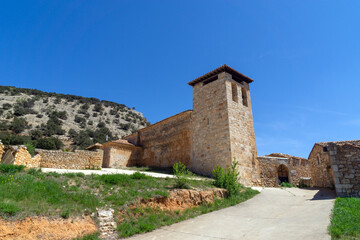 Fototapeta na wymiar Iglesia románica de San Miguel. Bordecorex, Soria, España.
