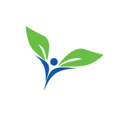 people leaf logo. eco lifestyle sign and symbol. nature business identity.