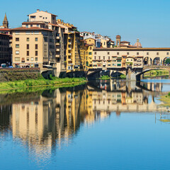 Fototapeta na wymiar Goldsmiths Old Bridge ('Ponte Vecchio') - detail, over the River Arno, Florence- Firenze, Tuscany, Italy