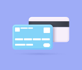 3D credit card for online shopping, online payment credit card 3d. online banking and online shopping. 3d credit card icon for contactless payments. Vector illustration