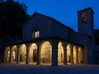 Fototapeta premium Sanctuary of La Verna (Santuario della Verna), Toscany, Italy, photographed in the evening