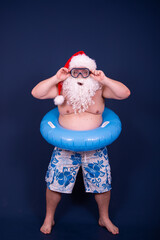 Funny Santa Claus. Holidays and vacations at sea.