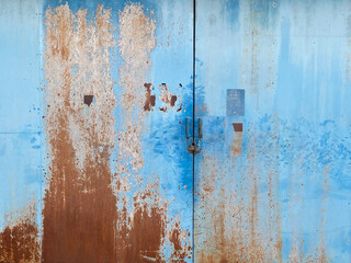 Old blue rustic door background