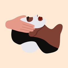 Face massage. Abstract woman in spa salon. Face care. Beauty salon. European woman. Spa. Beauty routine and wellness. Stock vector illustration