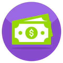 Banknotes with coin, concept of finance icon