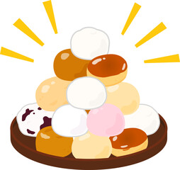 大量に積まれた饅頭