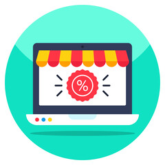 Flat design icon of online discount