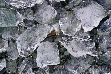 Close up of big chunks of ice from a glacier